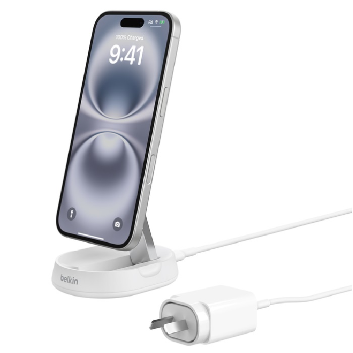 <h3>Belkin BoostCharge Pro Convertable Magnetic Wireless Charging Stand With Qi2 15W-White(WIA008auBK)</h3>