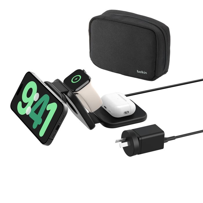 <h3>Belkin BoostcCharge Pro 3-in-1 Magnetic Wireless Travel Pad 15W With Qi2 - Black(WIZ024auBK)</h3>