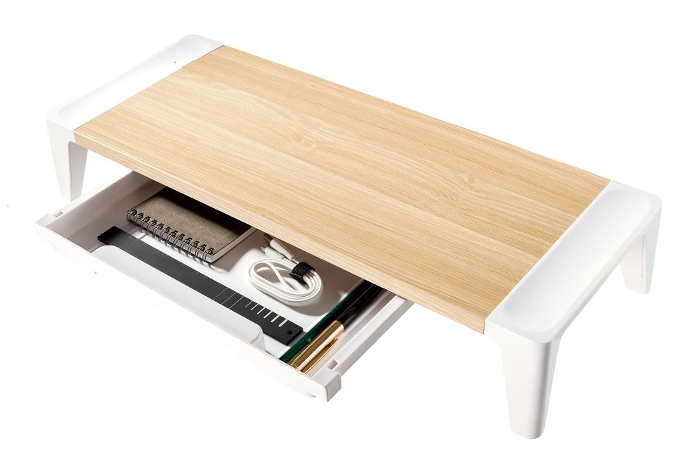 mbeat® activiva Eroglife Monitor Stand Riser with Storage Drawer -  Ergonomic Design