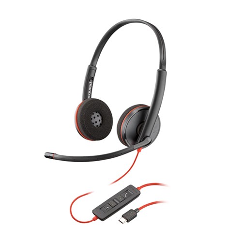 POLY BLACKWIRE 3220 STEREO USB -C HEADSET USB-C/A ADAPTER B ULK