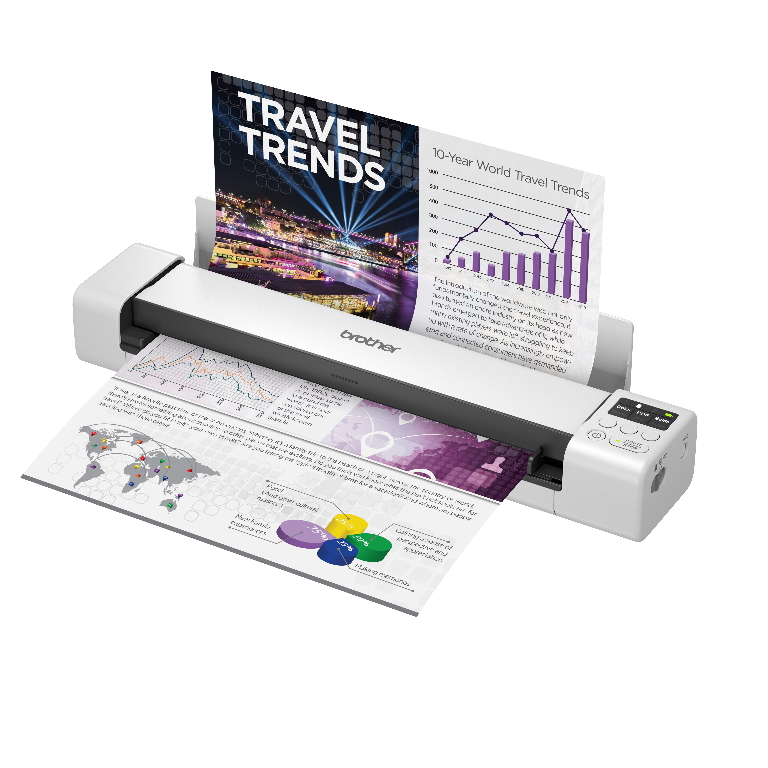 The Brother DS-920DW mobile scanner is perfect for the mobile professional who needs a powerful scanner that will slide right into a briefcase or business bag. It's ideal for capturing two-sided business documents