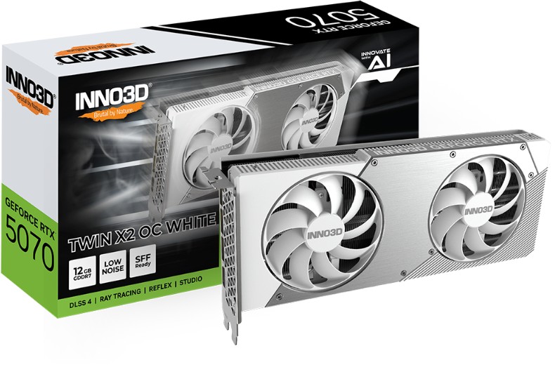 INNO3D nVidia GeForce RTX 5070 TWIN X2 OC White 12GB GDDR7 2512 MHz Boost Clock