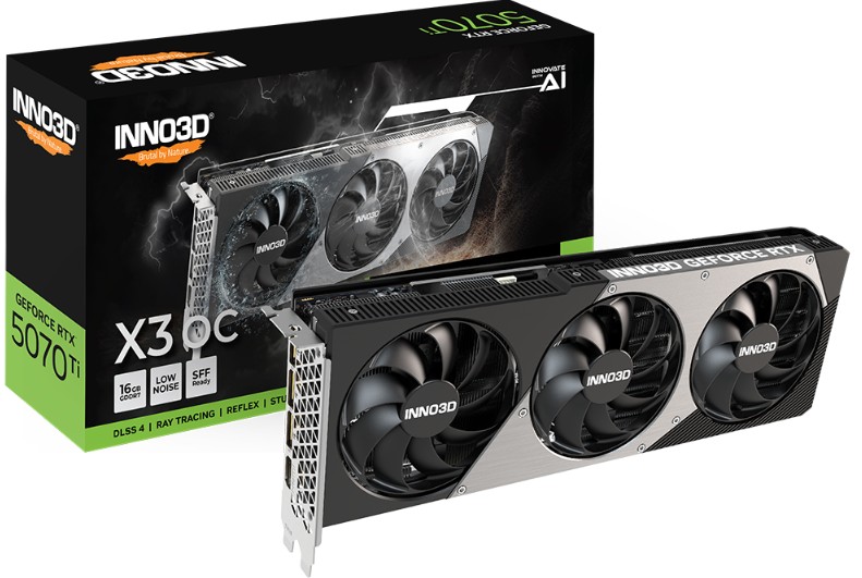 INNO3D nVidia GeForce RTX 5070 TI X3 OC 16GB GDDR7 2482 MHz Boost Clock