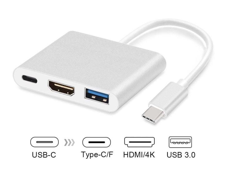 The USB Type-C Charging Port does NOT support Data Transfer.  The USB-C to HDMI Adapter (DP Altmode) with Type-C charging port allows you to connect an extra monitor so that you can watch videos or slideshows on the big screen
