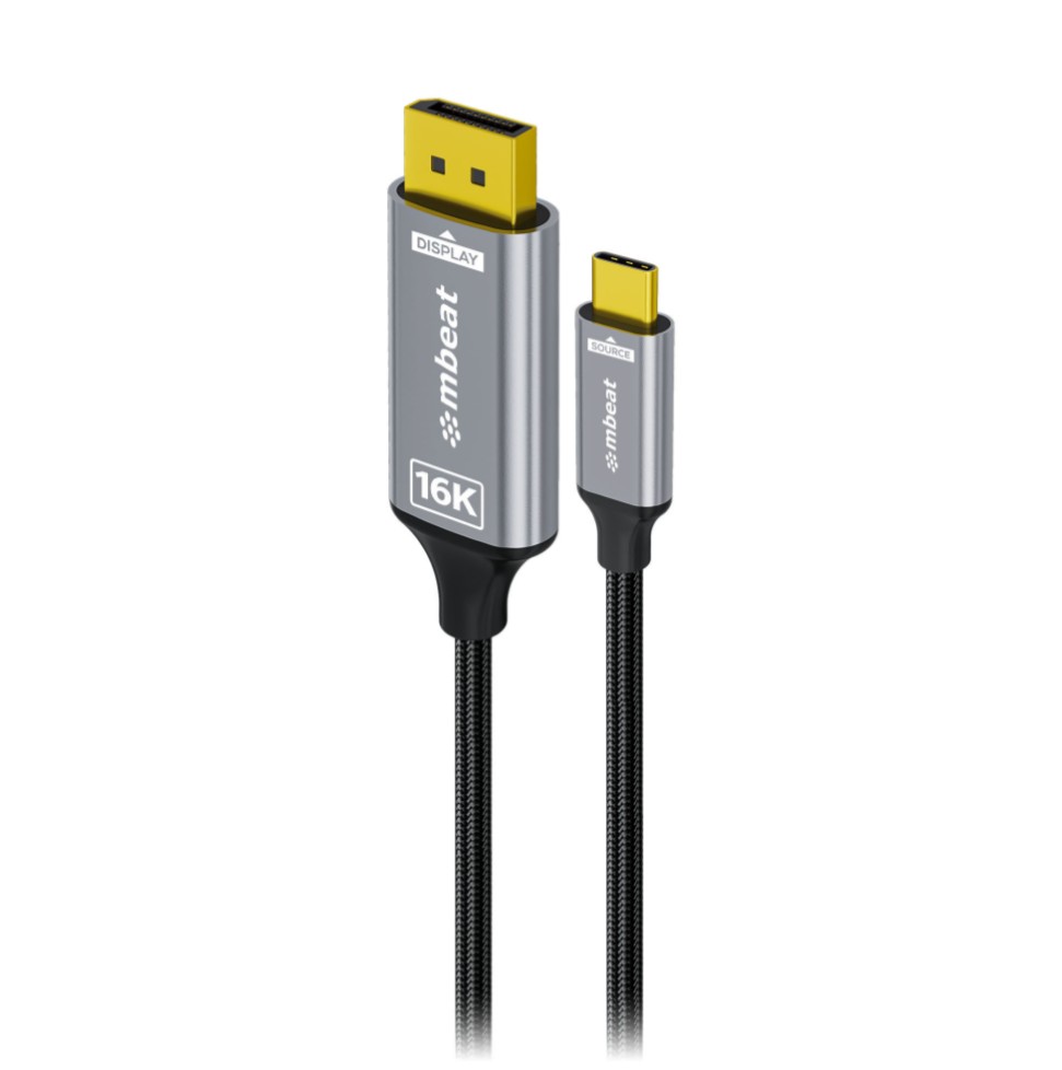 mbeat Tough Link 1.8m 16K DP to DP Cable - Space Grey 40Gbps 180cm × 2.2cm × 1.10cm