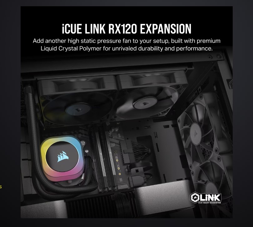 CORSAIR RX120 PWM fans push through obstructions using high static pressure and PWM controlled speeds