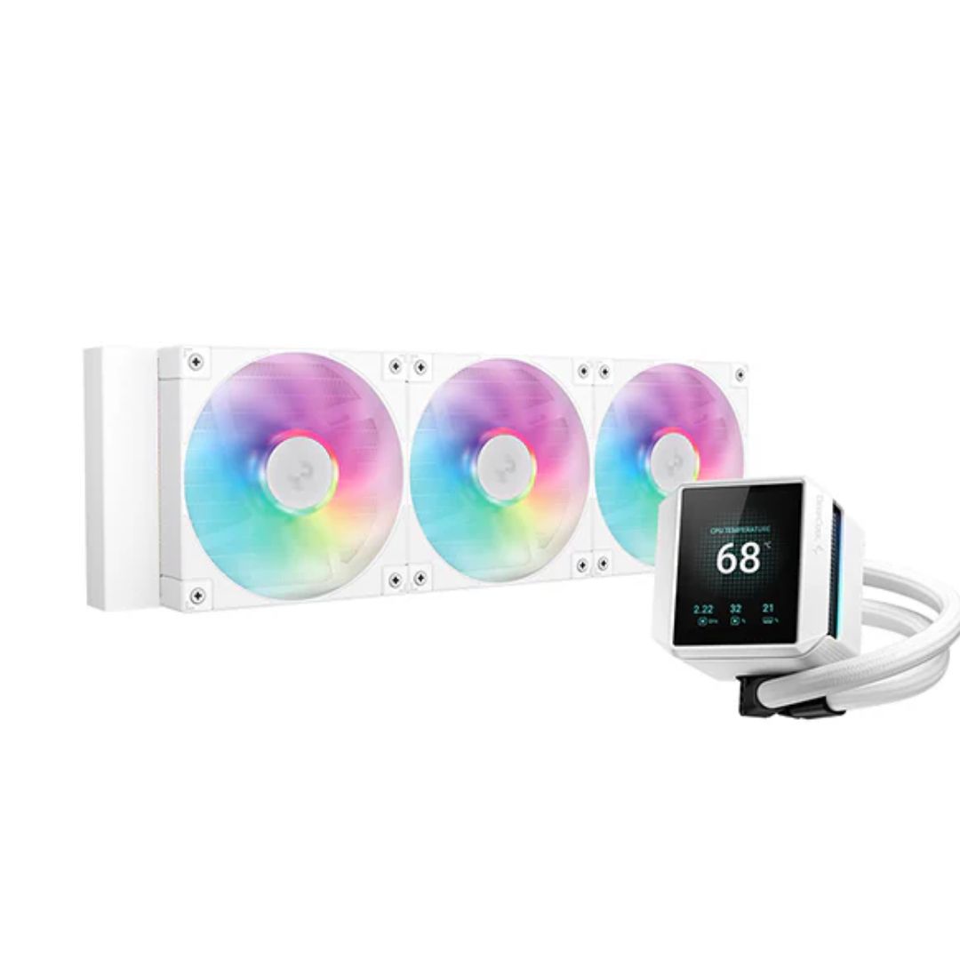 MYSTIQUE 360 WH ARGBThe MYSTIQUE 360 WH ARGB is DeepCool's latest addition to the flagship line of liquid coolers with highly sought-after customizable LCD screens. Bring your creative style to life with customized images and animated gifs on the brilliant 2.8