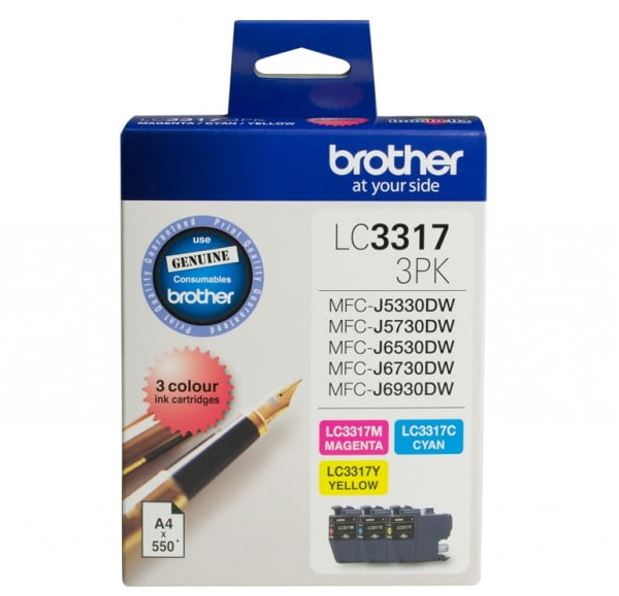This Brother Value Pack contains 3 cartridges in the colours magenta