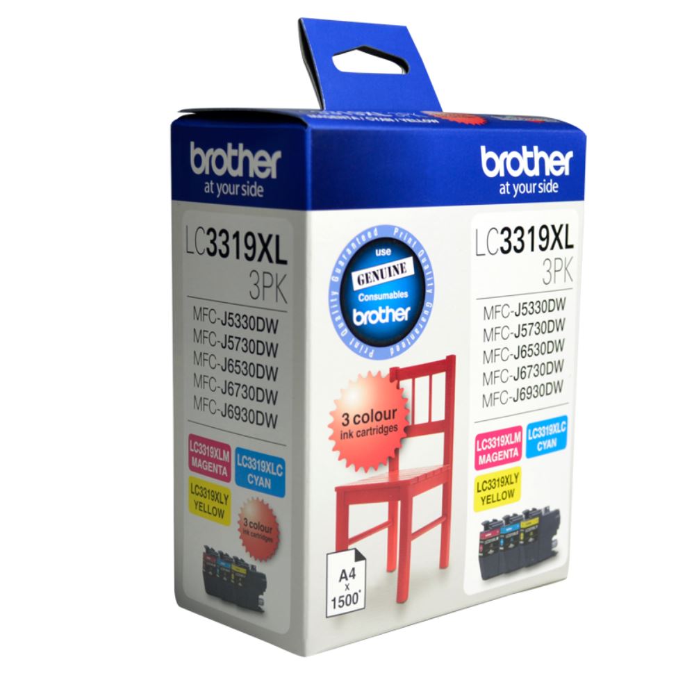 This Brother Value Pack contains 3 cartridges in the colours magenta