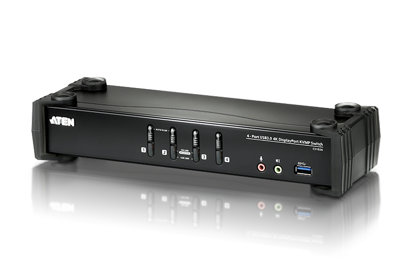 Aten Desktop KVMP Switch 4 Port Single Display 4k DisplayPort w/ audio