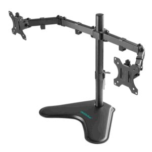 mbeat® activiva Dual-Screen Articulating Monitor Arm with Free-Standing Desktop Base provides the perfect solution for ergonomic comfort and workspace