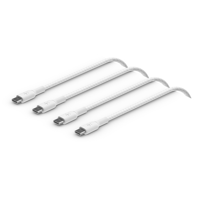 <H3>Belkin BoostCharge Braided USB-C to USB-C Cable (1M) (Pack of 2) - White (CAB004bt1MWH2PK)</H3>