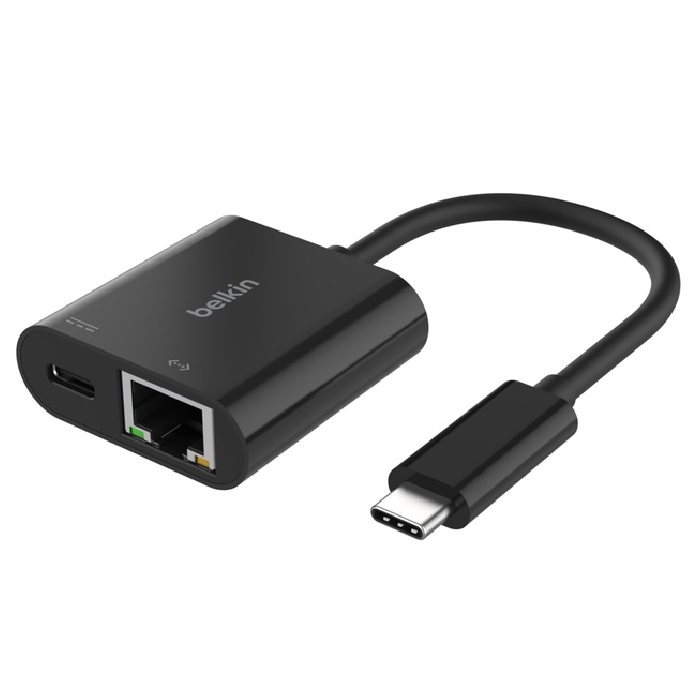 <h3>Belkin Connect USB-C to Ethernet + Charge Adapter - Black (INC019BTBK)</h3>