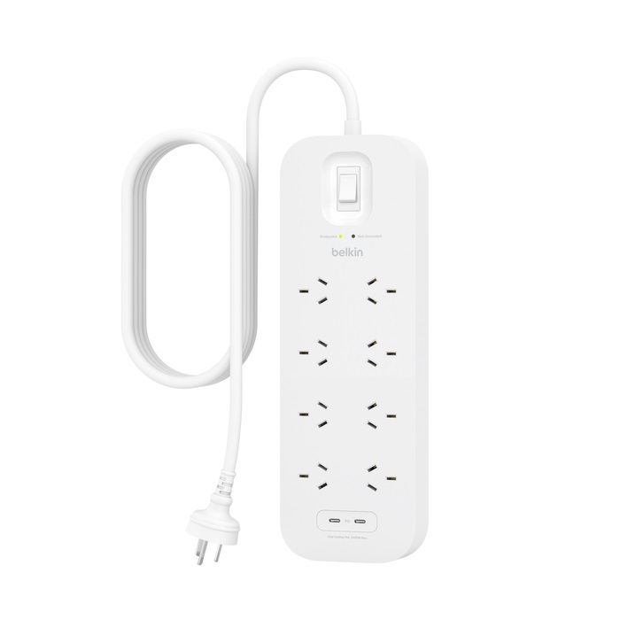 <h3>Belkin Connect 8-Outlet Surge Protector with Dual USB-C 30W-White(SRB004AU2M)</h3>