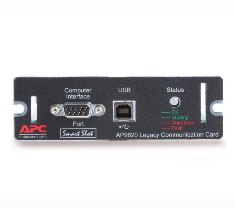 The Legacy Communications SmartSlot Card provides serial communications support for the UPS-Link protocol for SC