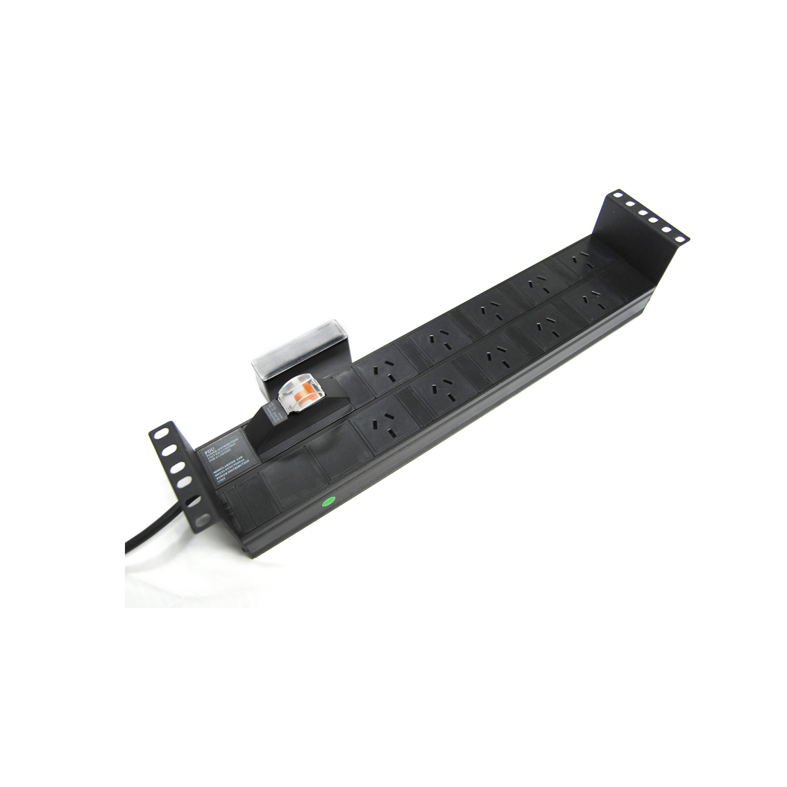 10 Outlet 2RU Horizontal Power Rail (10A) with 6kVa C-Curve MCB Circuit Breaker