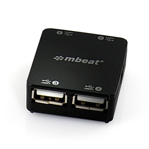 Mbeat® 4 port mini USB hub- Super mini with fold-away cable design is high quality finished. It offers 4-port USB 2.0 high-speed interfaces and ideal for laptop
