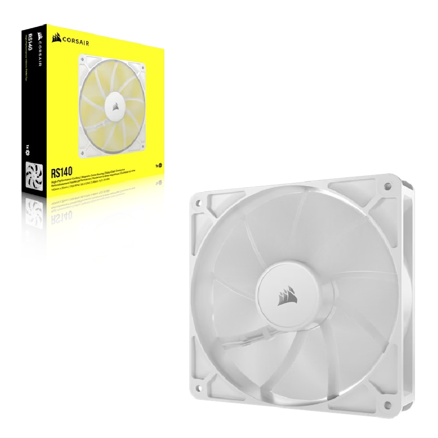 Corsair RS140 140mm PWM Fan - Single Pack - White: 95.5 CFM