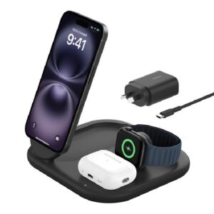 <h3>Belkin BoostCharge 3-in-1 Magnetic Foldable Qi2 Wireless Charger + 36W Wall Charger + USB-C Cable (1.5M) - Black (WIZ029auBK)</h3>