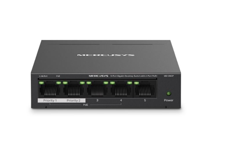 Mercusys MS105GP 5-Port Gigabit Desktop Switch with 4-Port PoE+