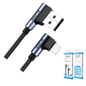 8Ware Premium 1m Apple Certified 90 Degree Angle USB Lightning Data Sync Fast Charging Cable for iPhone X XS XR Max 8 7 6 iPad Air Mini iPod Retail