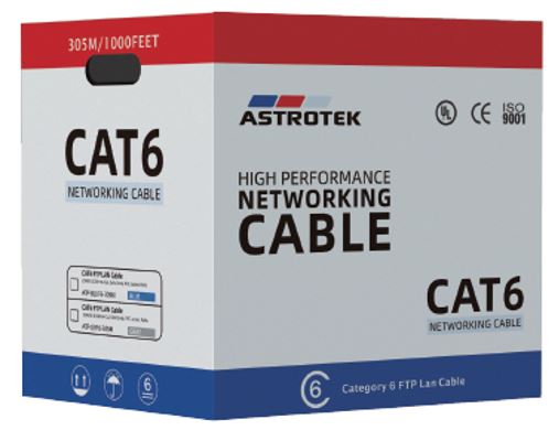 Astrotek CAT6 FTP Cable 305m - Full Copper Wire Ethernet LAN Network Roll Blue 23AWG 0.55cu Solid 2x4p PVC Jacket