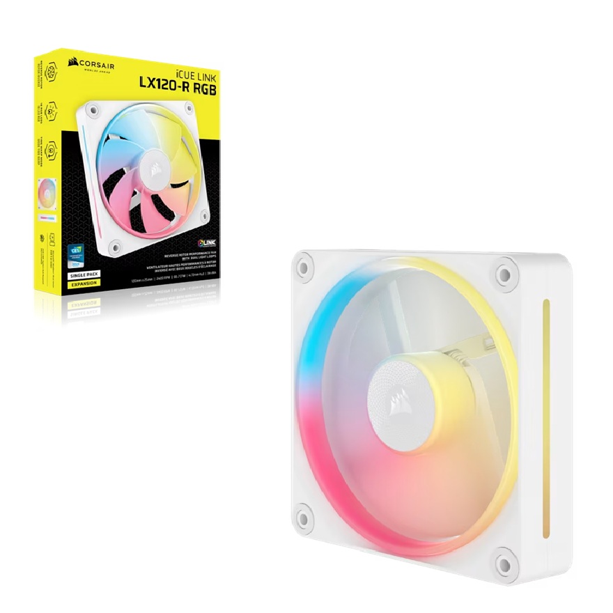 Corsair iCUE LINK LX120-R RGB 120mm PWM Reverse Fan Expansion Single Pack - White