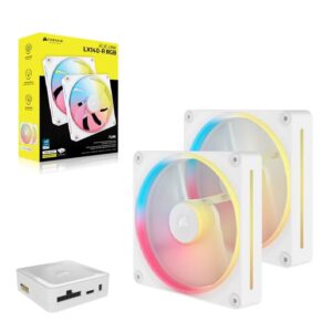 Corsair iCUE LINK LX140-R RGB 140mm PWM Reverse Fans Starter Kit Dual Pack - White