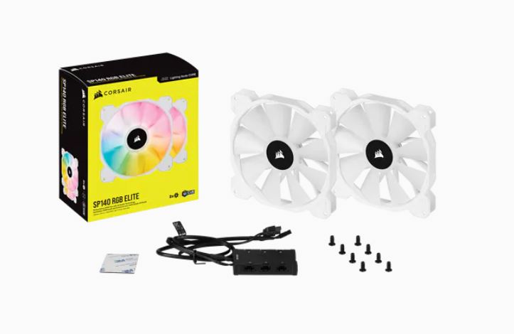 The CORSAIR iCUE SP140 RGB ELITE Performance Dual Fan Kit boasts eight bright