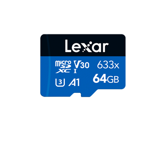 Lexar High-Performance 633x 64GB microSDHC™/ microSDXC™ UHS-I Card BLUE Series without adaptor