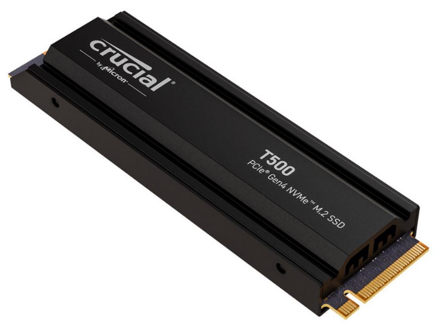 Crucial T500 1TB Gen4 NVMe SSD with Heatsink - 7300/6800 MB/s R/W 600TBW 1440K IOPs 1.5M hrs MTTF with DirectStorage