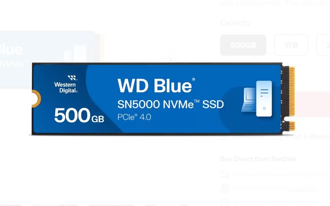 Western Digital WD Blue SN5000 NVMe™ 500GB SSD M.2 2280