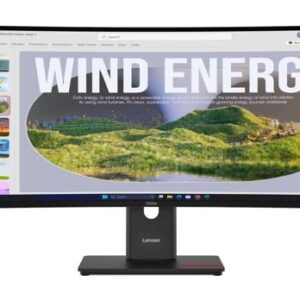 Lenovo ThinkVision T34w-30 34" WQHD Monitor 1500R Curv 4K 3440x1440 21:9 Height Adjustable Tilt and Swivel DP HDMI USB-C input LAN 4xUSB3.2 Hub 3yr