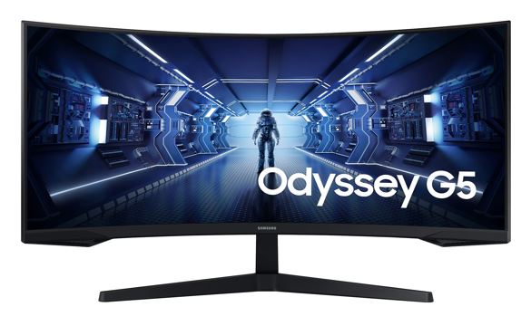 Samsung 34" Odyssey G55T WQHD Curved 3440x1440 21:9 1000R 165Hz 1ms 250 cd/㎡ FreeSync VA DP HDMI Headphone Tilt VESA Gaming Monitor Black 3YR