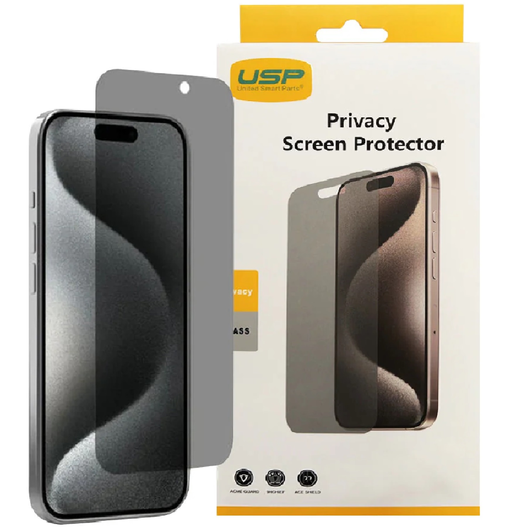 USP Apple iPhone 17 Pro / iPhone 17 / iPhone 16 Pro (6.3") Privacy Tempered Glass Screen Protector