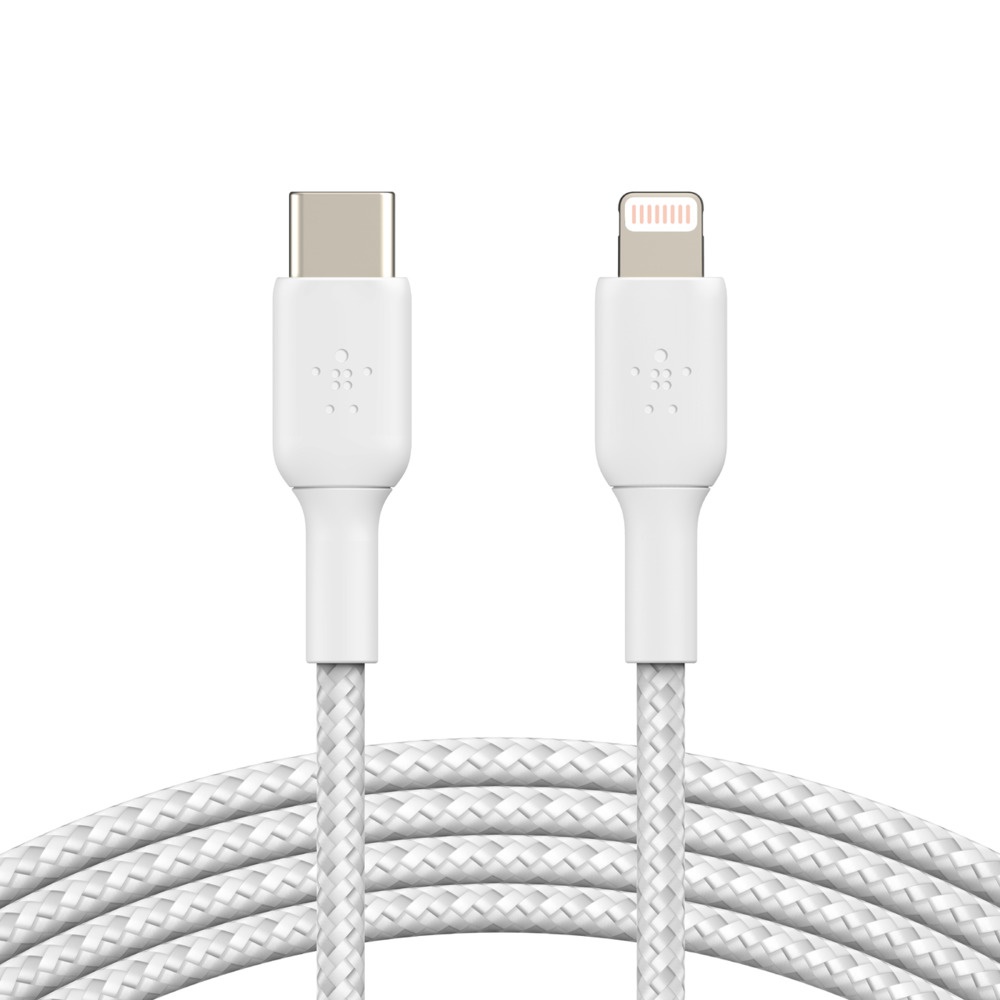 Belkin BoostCharge Braided Lightning to USB-C Cable (1M) - White (CAA004bt1MWH)