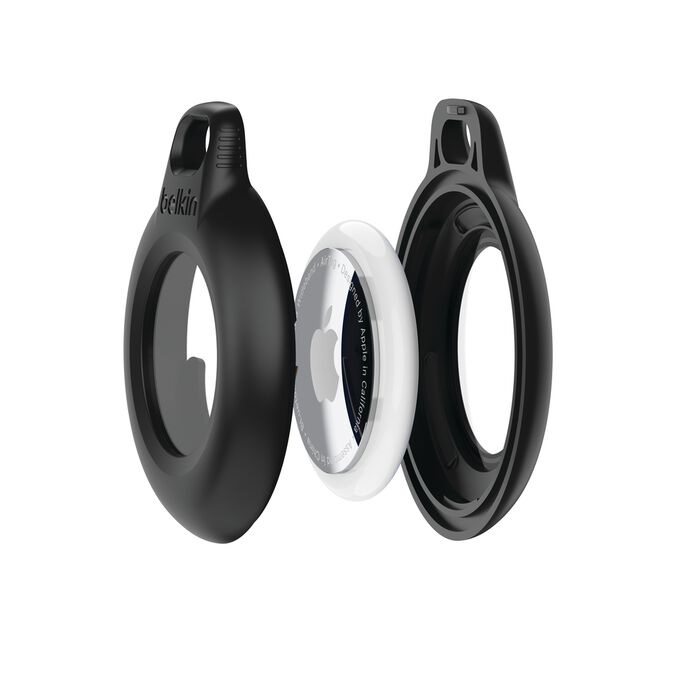 Belkin Waterproof Secure Holder with Key Ring for AirTag (Pack of 2) - Black (MSC014btBK)