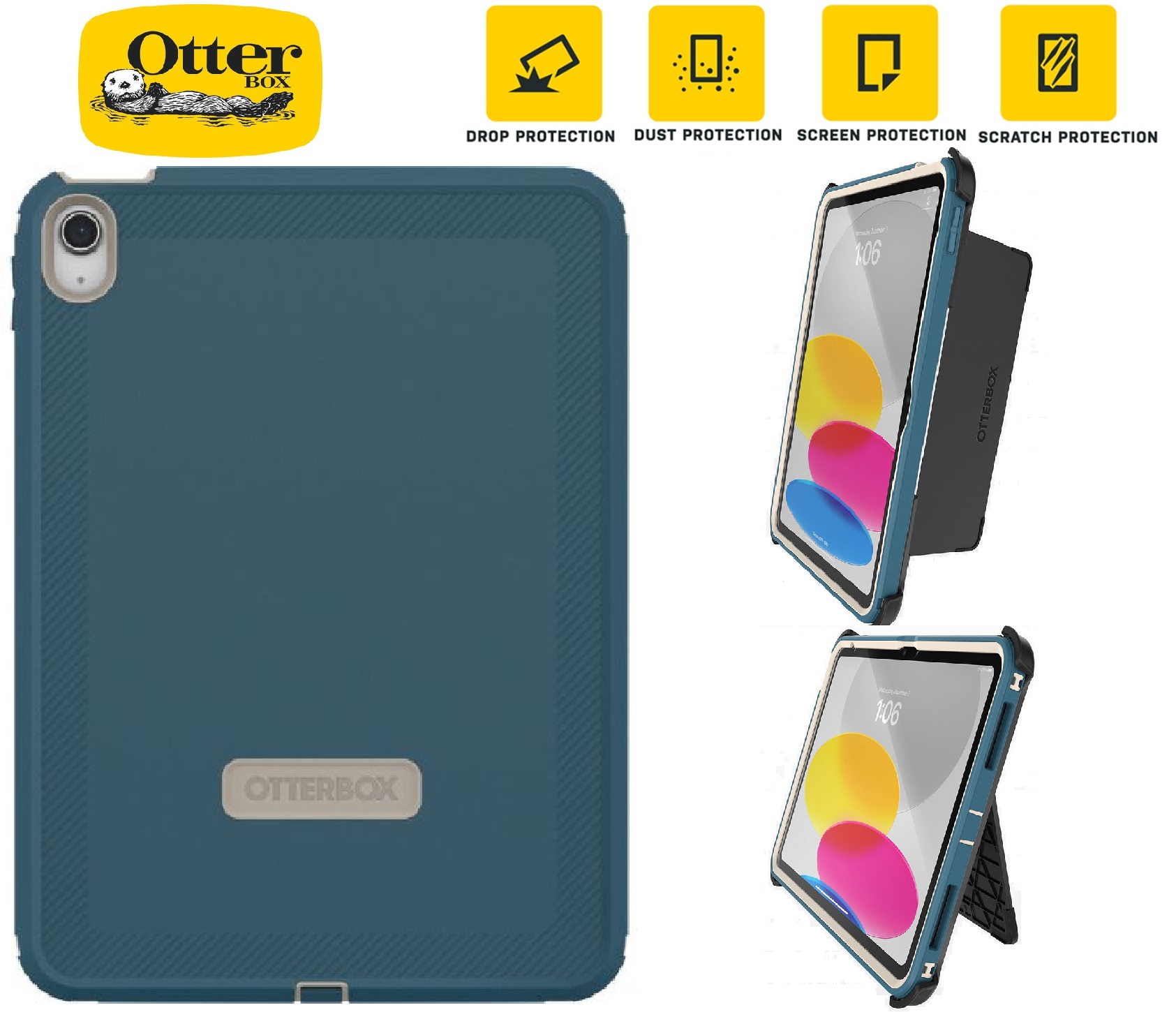 OtterBox Defender Apple iPad (11.0") 11th Gen (A16)/iPad 10th Gen (10.9") Case Baj Beach (Blue)- (77-90081)