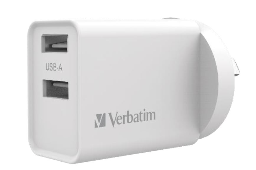 Verbatim USB Charger Dual Port 3.4A - White Twin Port Wall Charger