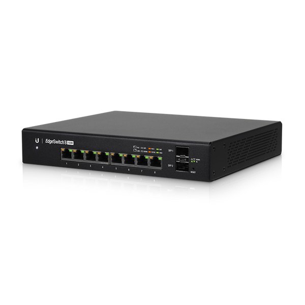 Ubiquiti EdgeSwitch 8, 8-Port Managed PoE+ Gigabit Switch, 2 SFP, 150W, Supports PoE+ and 24v Passive, No Controller Needed, 2Yr Warr