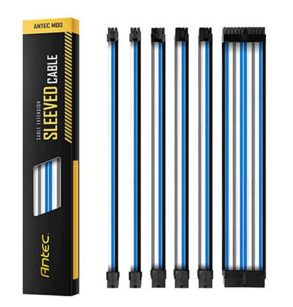 Antec Power Supply Sleeved Cable /24pin ATX /4+4pin EPS /8-pin PCI-E /6pin PCI-E PSU Extension Cable Kit 30cm Length with Combs