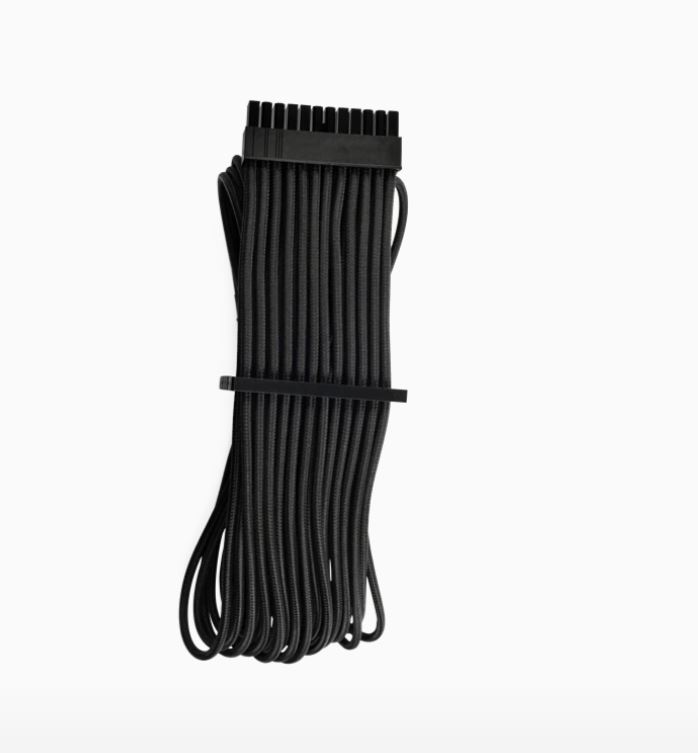 The CORSAIR Premium Individually Sleeved Type 4 Gen 4 ATX 24-Pin cable combines premium paracord sleeving and a heatshrink-less finish with wide compatibility for CORSAIR Type 4 Power Supplies.