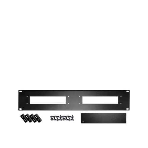 This mounting kit includes a high-quality 2U front plate to install two Shuttle XPC slim PCs in a 19" server rack.
