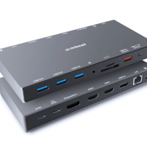 mbeat 15-in-1 Triple Display USB-C Docking Station 2x HDMI 1x DP 1x 100W PD 3.0 1x USB-C 3.1 Gen2 3x USB 3.0 1x USB 3.1 Gen2 MicroSD/SD Card 1x 1Gb RJ45