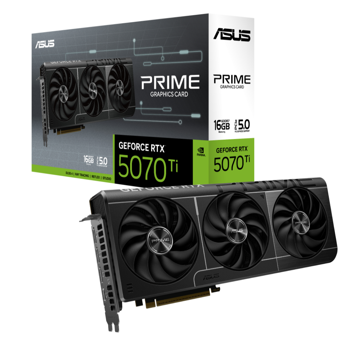 ASUS nVidia GeForce PRIME-RTX5070TI-16G 16GB GDDR7  2452MHz Boost Clock 28 Gbps 256-bit Digital Max Resolution 7680 x 4320