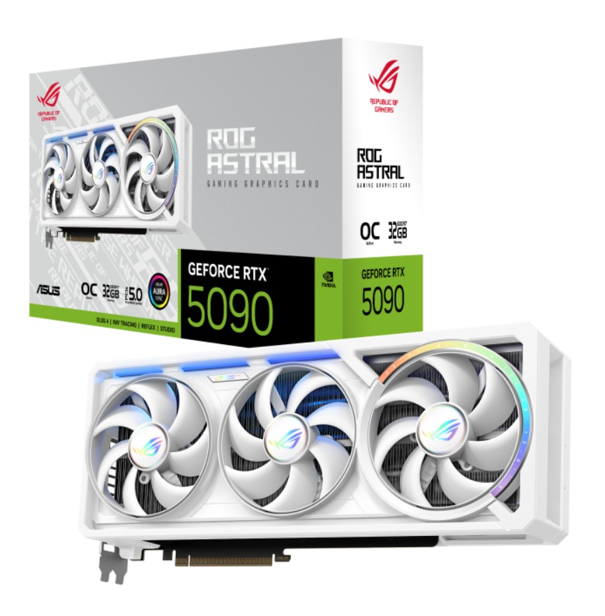 ASUS nVidia GeForce ROG Astral GeForce RTX 5090 32GB GDDR7 OC Edition 2580 MHz Boost clock 28Gbps 512-bit igital Max Resolution 7680 x 4320