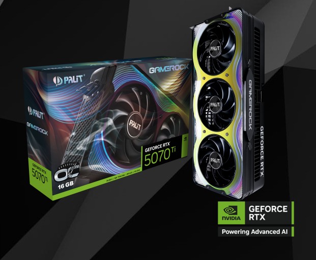PALIT RTX5070Ti GAMEROCK 16GB OC version GDDR7  256bit 3-DP HDMI NE7507TH19T2-GB2030G