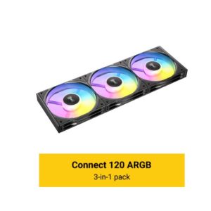 Antec Connect C120 ARGB Black Performance 120mm 4-pin PWM | LED: 3-pin Vibration Absorbing and Anti-Noise Pads Easy Assemble 3pack Case Fans – Antec CAA-C120-ARGB-3PK Case Fan 120mm Product Image