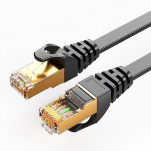 8Ware CAT7 Cable 1m - Black Color RJ45 Ethernet Network LAN UTP Patch Cord Snagless Flat cable – 8ware CB8W-PL7-1BLKF Network Cables Product Image