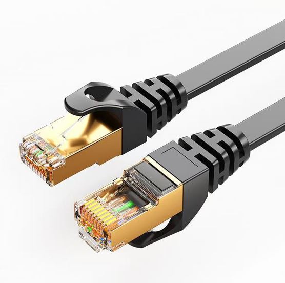 8Ware CAT7 Cable 1m - Black Color RJ45 Ethernet Network LAN UTP Patch Cord Snagless Flat cable – 8ware CB8W-PL7-1BLKF Network Cables Product Image